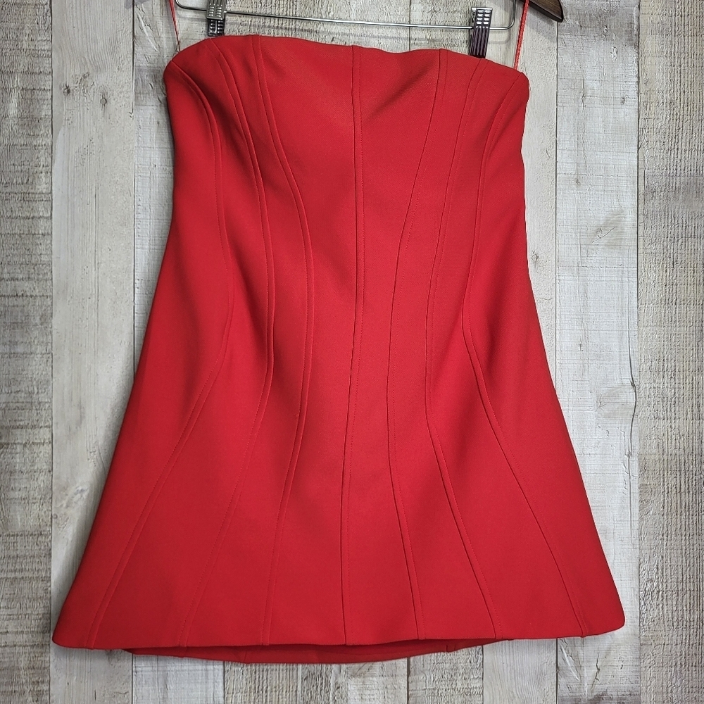 Zara Strapless Red Fit-and-Flare Tube Top